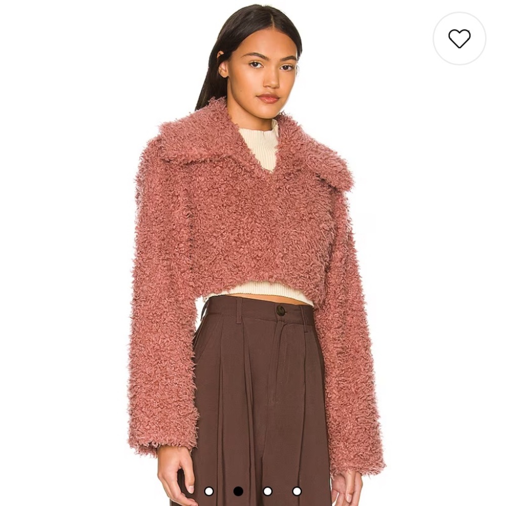 MAJORELLE Hazelnut Faux Fur Cropped Jacket size small